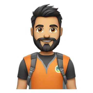 indian guy, software developer, has beard, little chubby, fair, fade cut hair, has a dog near him, 25 year old guy, base it on Virat kohli sticker