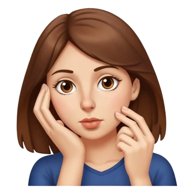 Woman with brown hair holding nose sticker