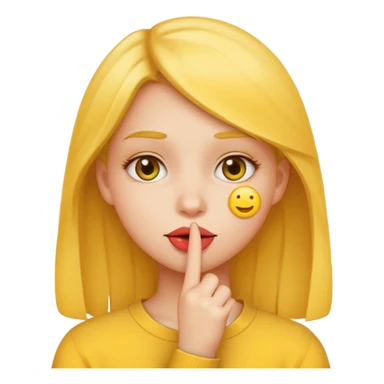 Finger to lip girl yellow emoji sticker