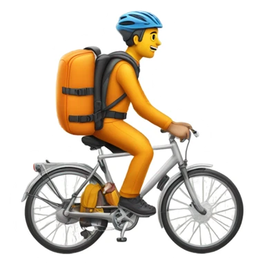 orangener Lieferando fahrradfahrer mit gelben rucksack sticker