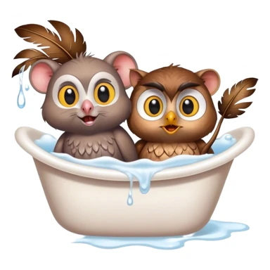 rat and owl taking a bath together  sticker