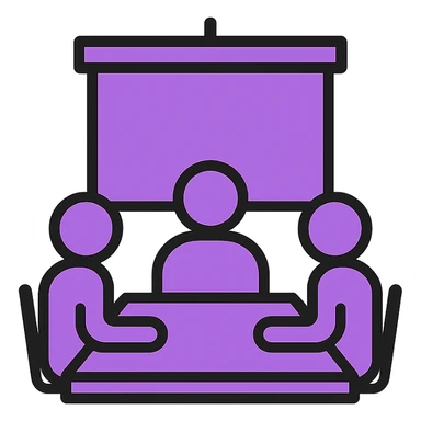 Meeting room in purple colors sticker