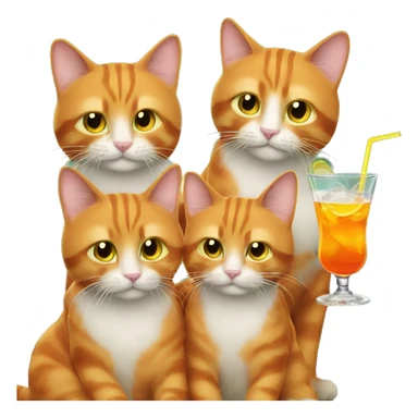 3 orange cats drinking cocktails sticker
