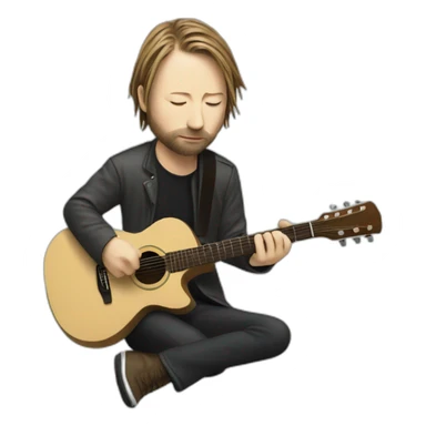 Thom Yorke playing guitar sticker