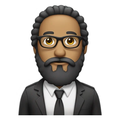 baldhead with big black beard looking proffesional with geek glasses sticker