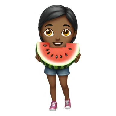female holding watermelon sticker