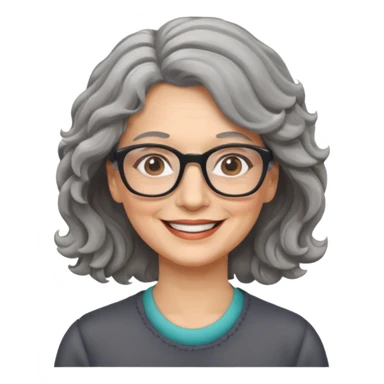 Femme 53 ans lunettes cheveux gris ondulés  sticker