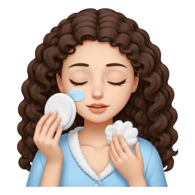 girl brunette with long curly hair getting a deep facial cleansing eyes closed sticker