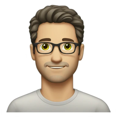 white man with glasses dark hair green eyes facial stubble sticker