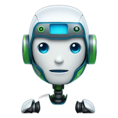 Robot with blue white green details sticker