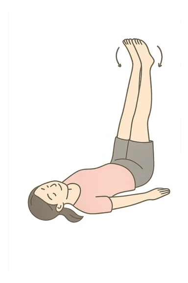 Donna con gambe alzate sdraiata per la routine circolatoria sticker