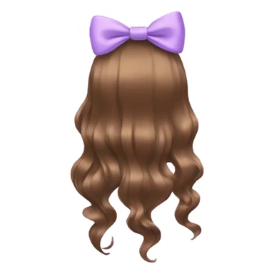 brown open hair from behind with a light purple bow sticker