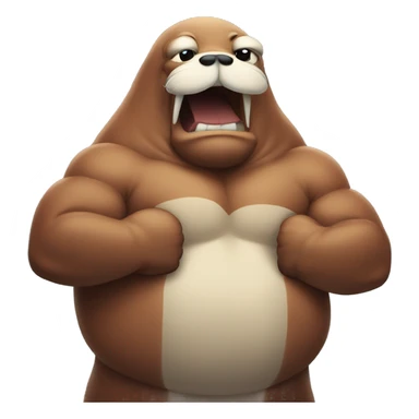 Walrus flexing muscles  sticker