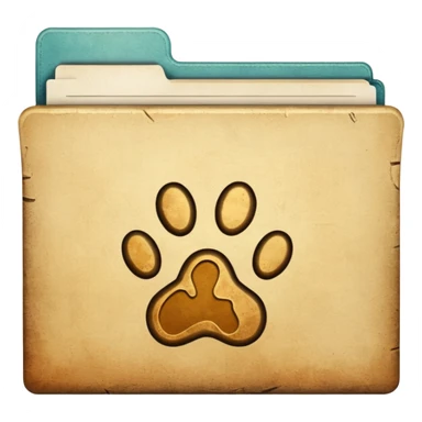 a folder of documents with a pawprint on it sticker