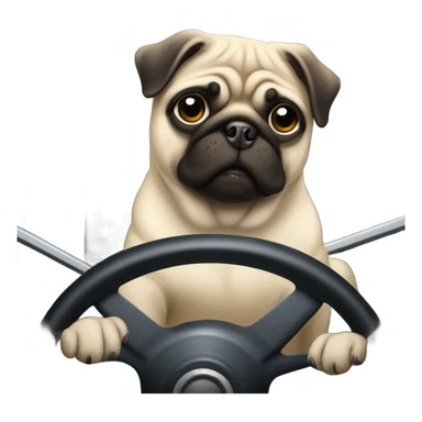Pug driving semi truck sticker