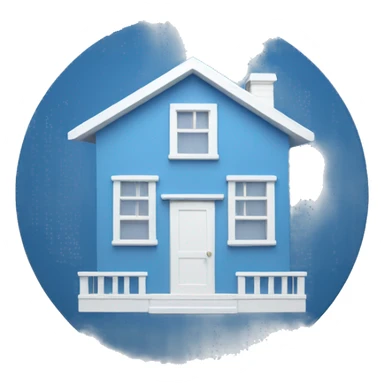 white home icon on blue round background sticker