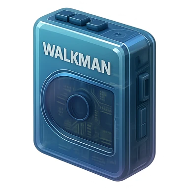 stereo walkman, modern reinterpretation, sleek design, metallic finish, subtle lighting, isolated, no background sticker