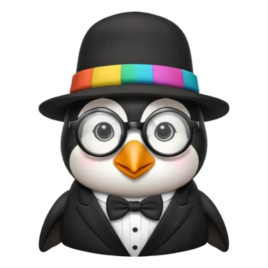 penguin wearing glasses and a hat sticker