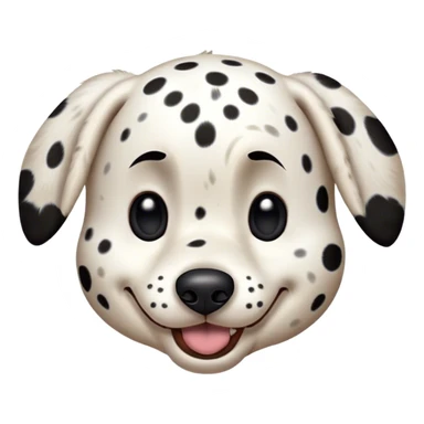 Cinematic Comical Spotted Dalmatian Portrait Emoji, Head tilted dramatically with an exaggeratedly shocked or amused expression, featuring a striking Fur of predominantly white with vivid black patches, wide, expressive eyes filled with playful disbelief, Simplified yet hilariously expressive features, highly detailed, glowing with a slightly sassy glow, high shine, dramatic yet playful, stylized with an air of cheeky charm, bright and endearing, soft glowing outline, capturing the essence of a spirited and over-the-top guardian, so meme-worthy it feels like it could side-eye its way into internet fame instantly! sticker