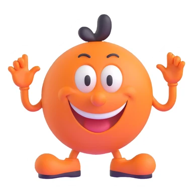 goofy character, 3D emoji style, round shapes, fun expression sticker