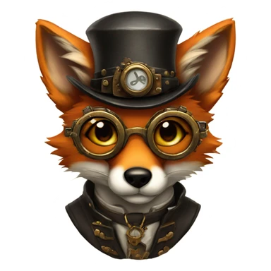 fox with glasses steampunk sticker