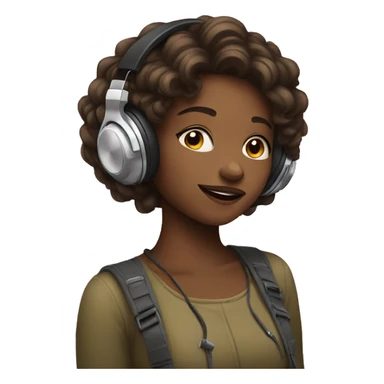 cute girl listening to music sticker