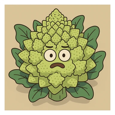 a Romanesco broccoli, top-down view, showing fractal pattern sticker