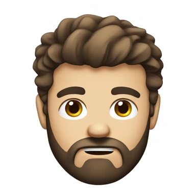 man head, angry eyebrows, scruffy brown hair, beard sticker