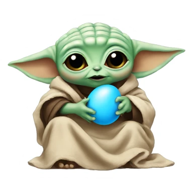 Baby yoda eating blue eggs sticker