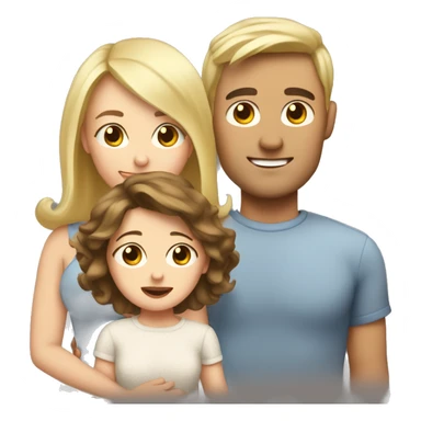 Brown hair mom and blonde baby and blonde dad sticker