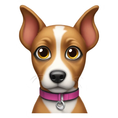 Tri colored dog with big eyes wearing a T collar  sticker