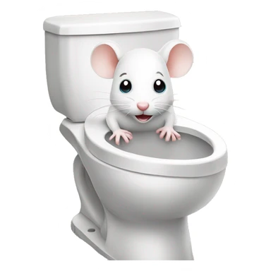 Cute white mouse sitting on open toilet  sticker