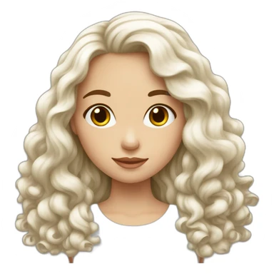 Fille blanche avec de long cheveux bouclés bruns  sticker