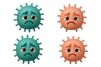 EMOJI STILE IPHONE DI 3 BATTERI INTESTINALI turchesi tristi e 3 batteri intestinali rosa salmone tristi CHE FLUTTUANO IN ARIA IPERREALISTICO 4K sticker