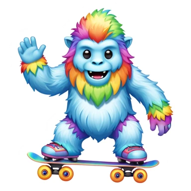 a skating rainbow yeti  sticker