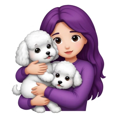 Long hair girl hugging bichon sticker