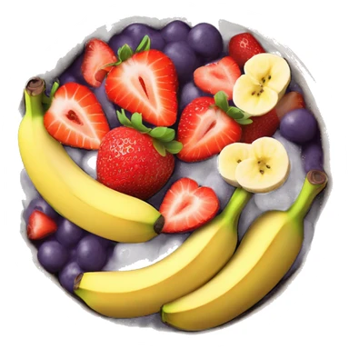 açaí bowl with bananas and strawberries sticker