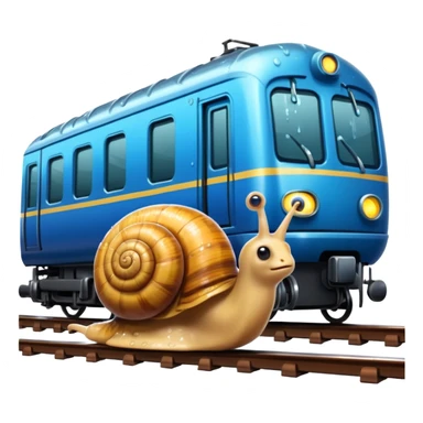 snail under the rain next to the train sticker