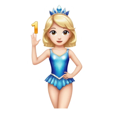 Girl in dance costume holding number 1 sticker