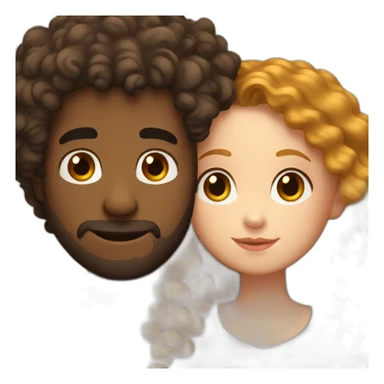 Mixed-raced man with frizzy hair hugging a white girl with curly hair sticker