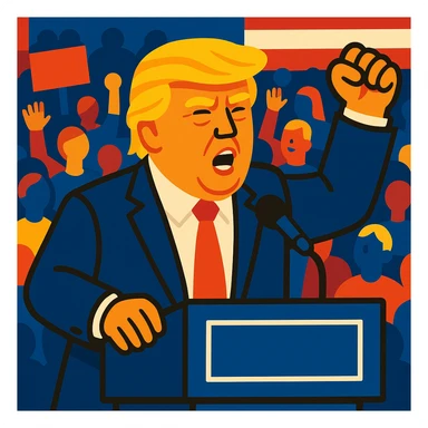 Donald Trump speaking at a rally sticker