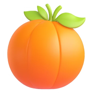 simple orange fruit, 3D, ultra-smooth, shiny, no text sticker