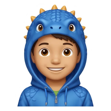 kid in blue dinosaur hoodie sticker
