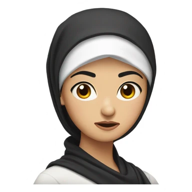 russian/Asian woman with black hair and arab headscarf looking disapproving and mad sticker