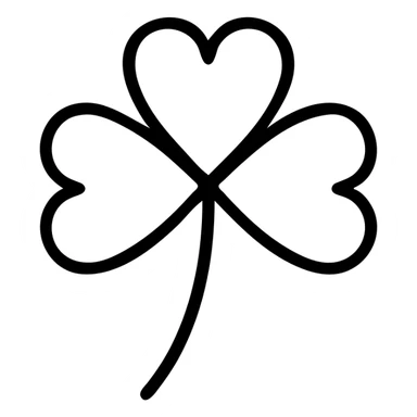 black 5 leaf clover outlined icon sticker