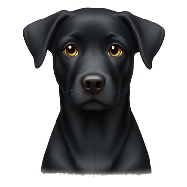 Black lab mix with white chest sticker