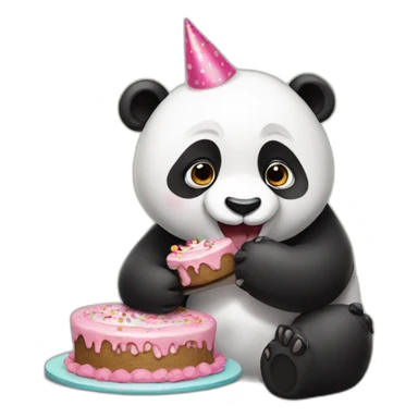 Panda eating birthday cake  sticker