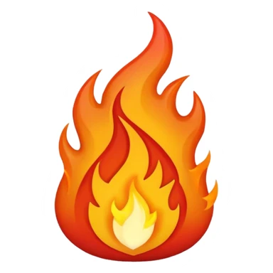 fire emoji in iPhone style, with a smaller, more contained flame sticker