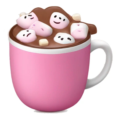 cute hot chocolate with a pink mug with marshmallows sticker