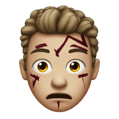 round very angry face with war paint sticker